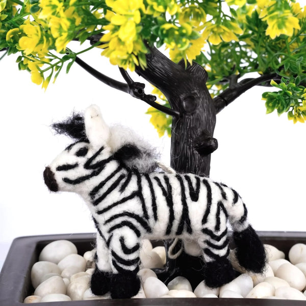 Wool Felt Zebra Christmas Ornament – Handmade in Nepal (Single/Pair/Set of 5) client_gift