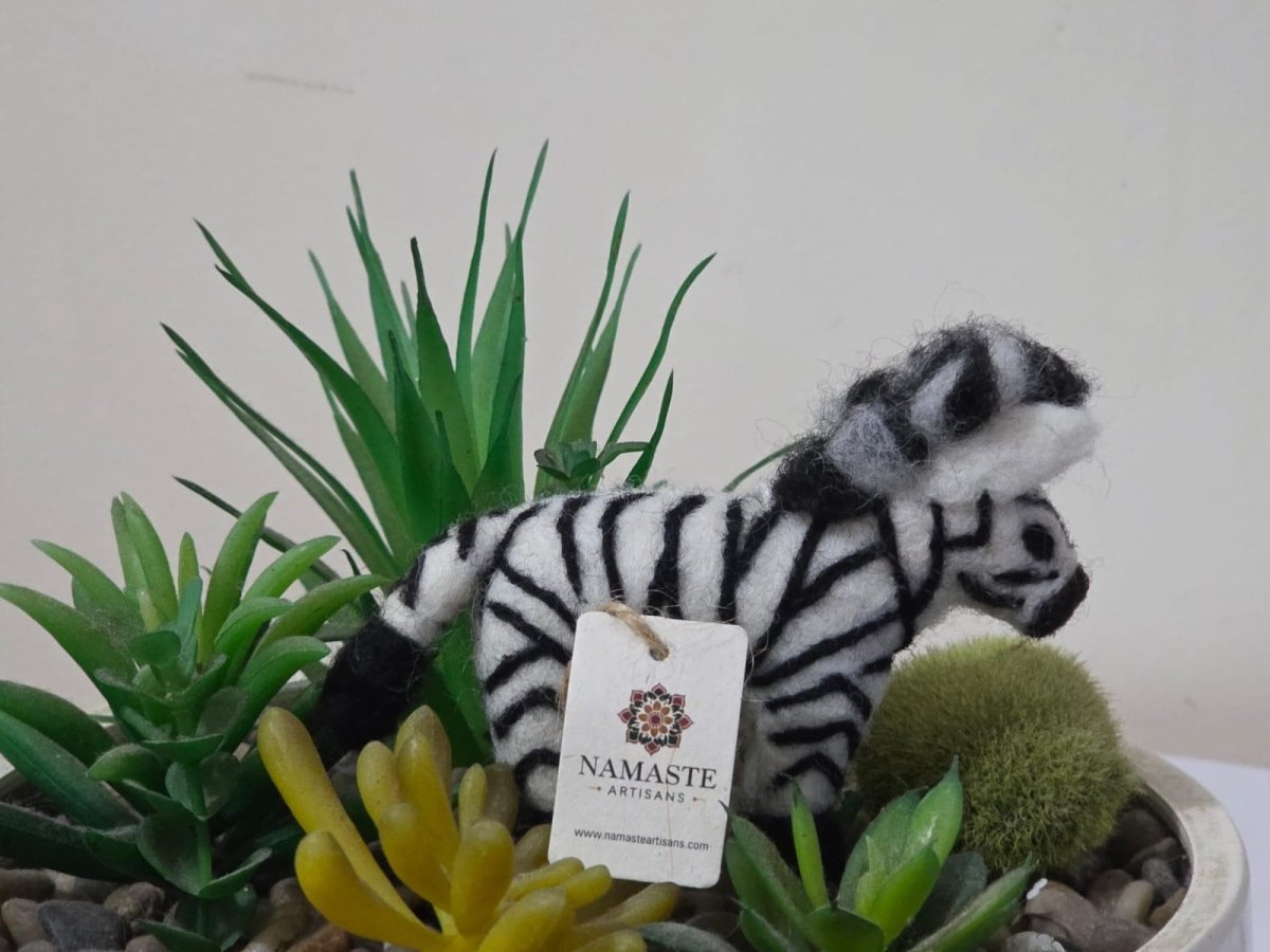Wool Felt Zebra Christmas Ornament – Handmade in Nepal (Single/Pair/Set of 5) client_gift