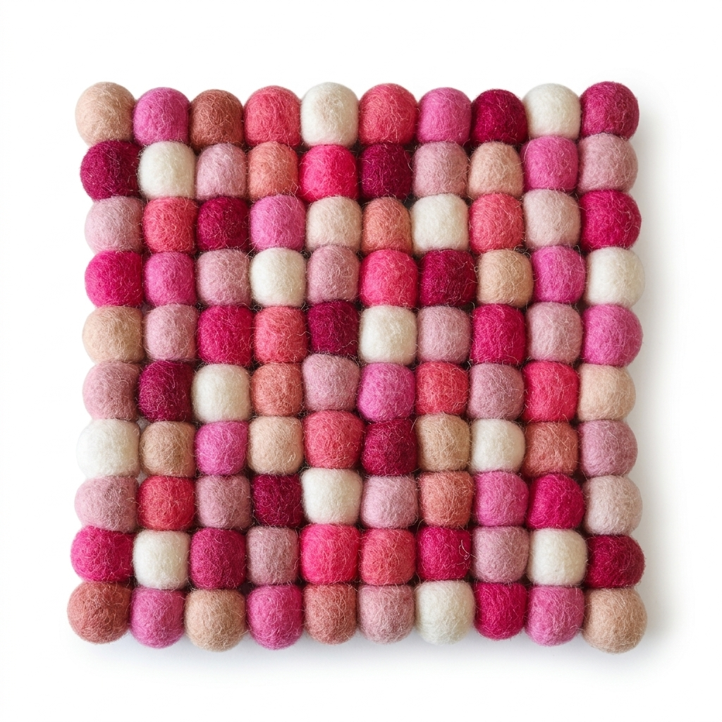 Pinker Wollfilz-Topfuntersetzer „Berry Pop“ – handgefertigte Topfmatte
