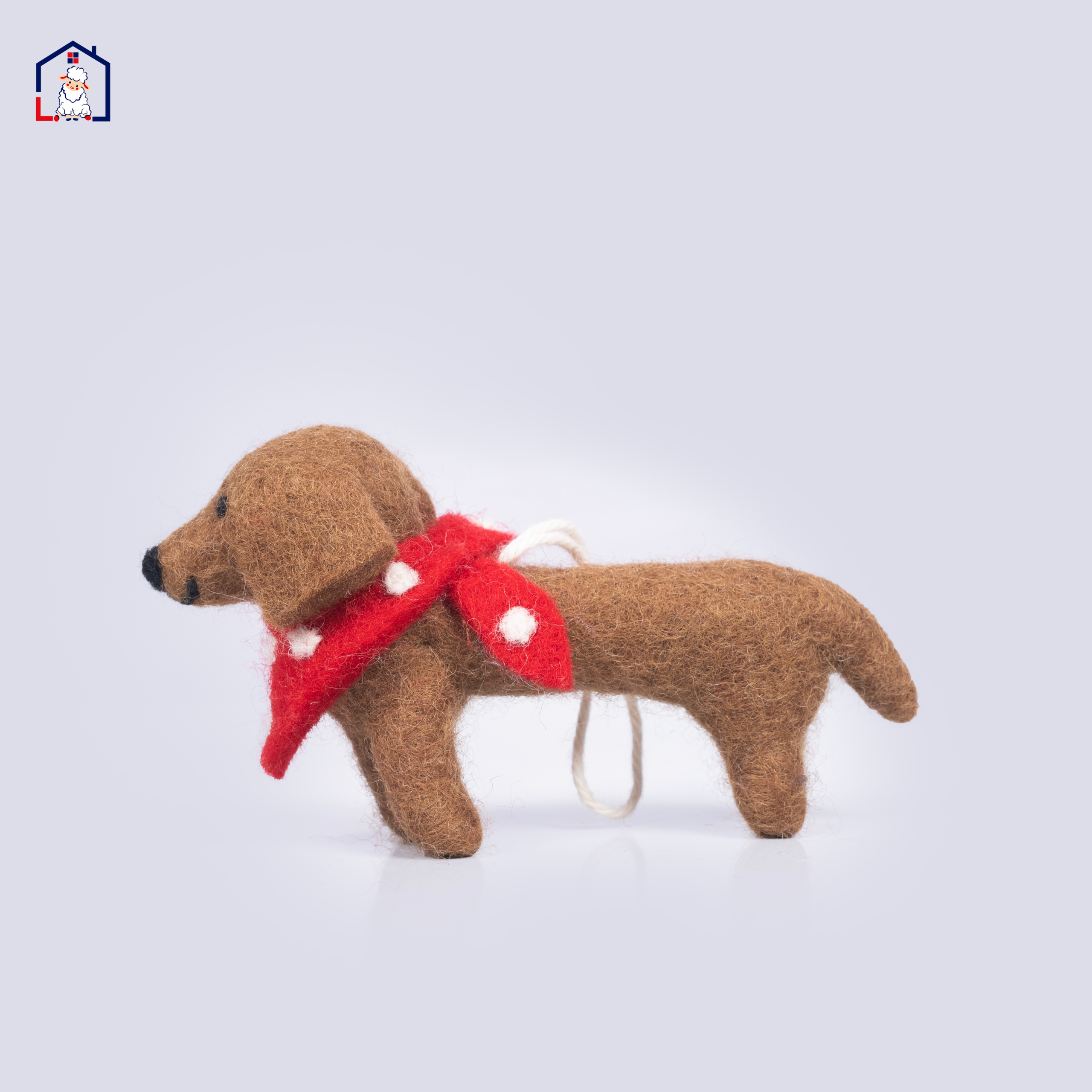 Dog โ Dachshund-Style (Brown, Scarf) Felt Christmas Ornament | Namaste Artisans Dog โ Dachshund-Style (Brown, Scarf) Felt Christmas Ornament