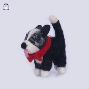 Dog – Husky-Style (Black/White, Scarf) Felt Christmas Ornament