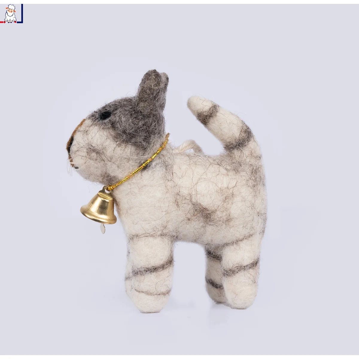 Cat โ Grey Bell Felt Christmas Ornament | Namaste Artisans Cat โ Grey Bell Felt Christmas Ornament