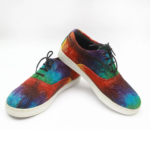 Colorful Rasta Hemp Sneakers — Lace-Up, handmade in Nepal with breathable hemp upper, soft cotton lining, comfortable insole, and natural rubber sole