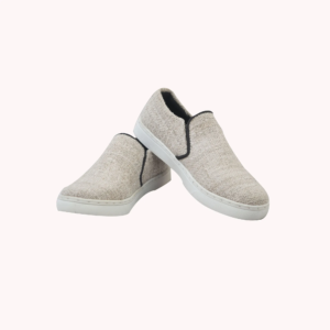 Hemp Slip-On Sneakers — Natural, handmade in Nepal with breathable hemp upper, soft cotton lining, comfortable insole, and natural rubber sole